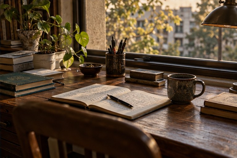 کتاب باز روی میز